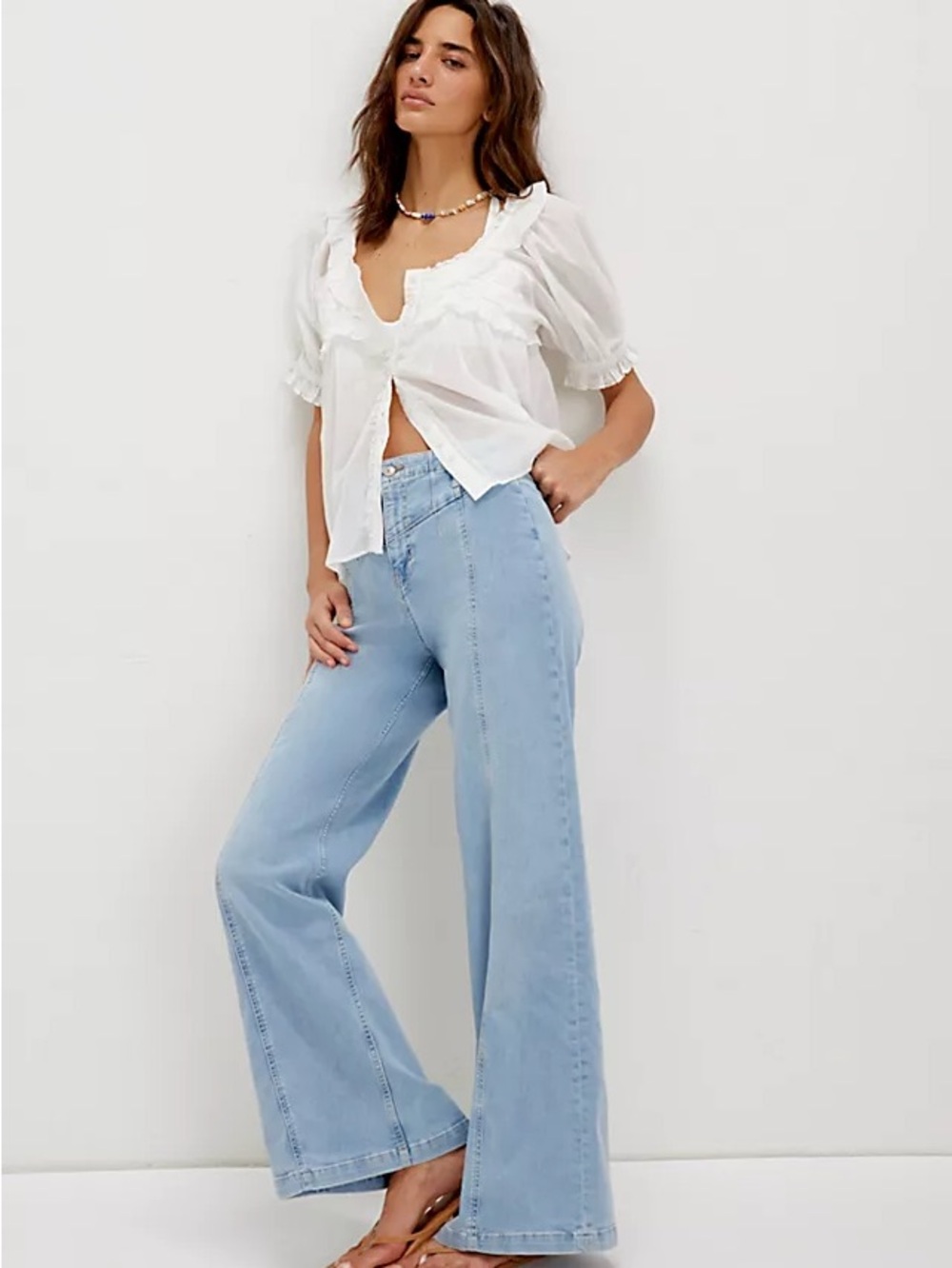 We The Free Light Blue Wide Leg Jeans